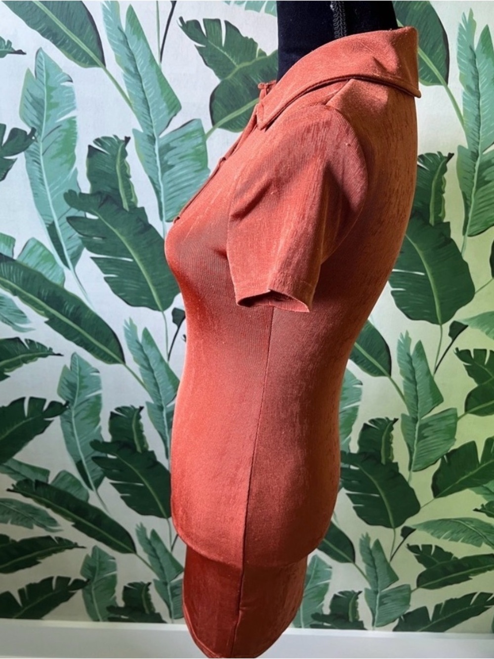 Urban Outfitters Christy Keyhole Cut-Out Mini Dress Wet Look Orange S NWT - Picture 13 of 15